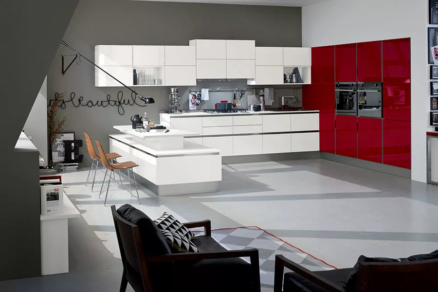Modello di cucina rossa dal design moderno n.16