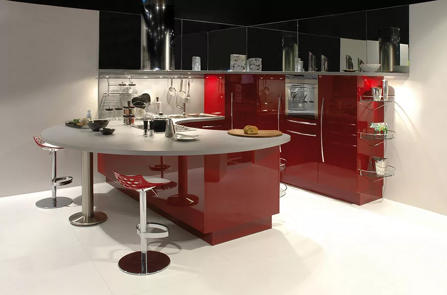 Modello di cucina rossa dal design moderno n.21