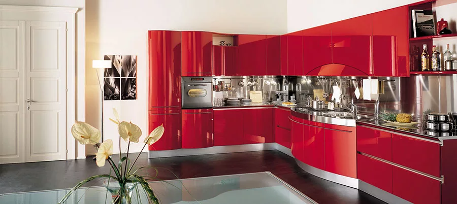 Modello di cucina rossa dal design moderno n.24