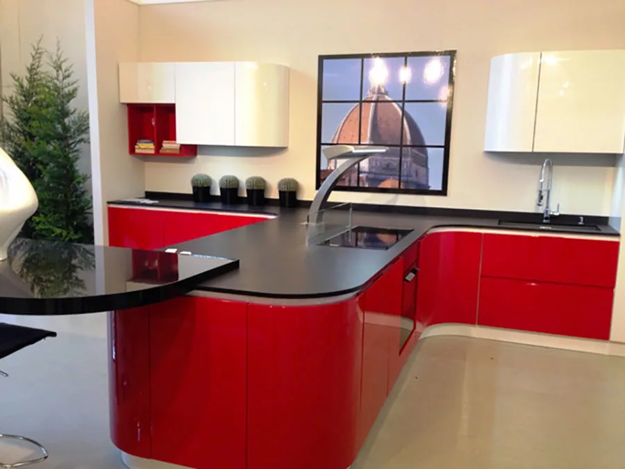 Modello di cucina rossa dal design moderno n.30