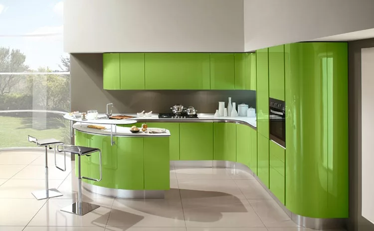 Modello di cucina verde dal design moderno n.01
