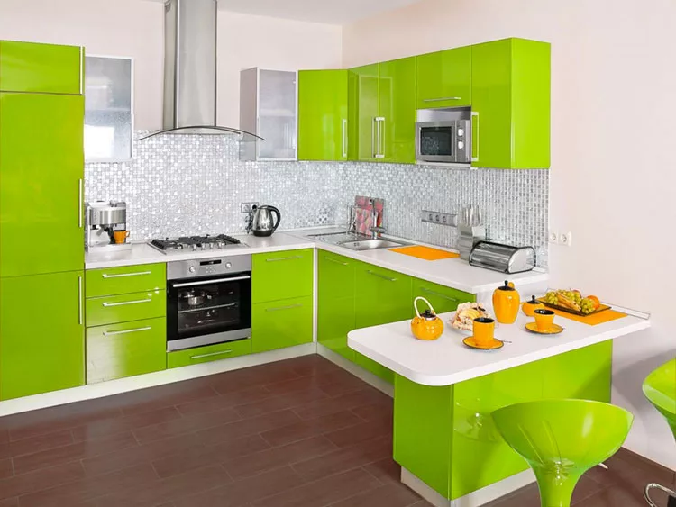 Modello di cucina verde dal design moderno n.03