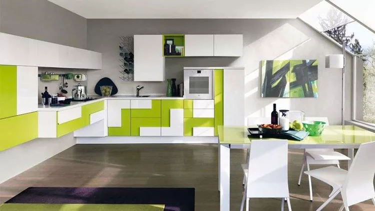 Modello di cucina verde dal design moderno n.07