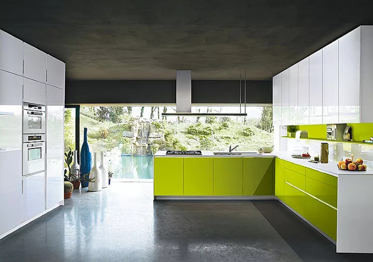 Modello di cucina verde dal design moderno n.09