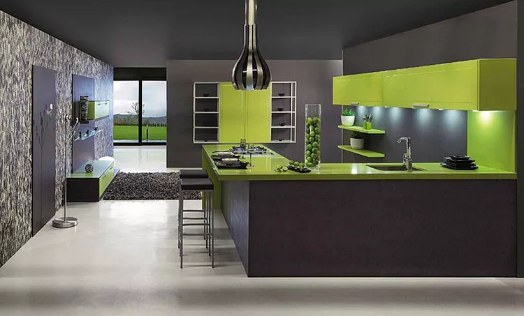 Modello di cucina verde dal design moderno n.18