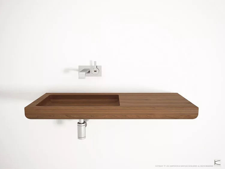 Modello di lavabo bagno in legno dal design originale n.05