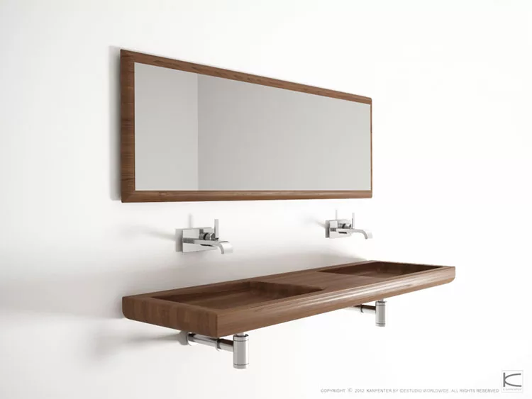 Modello di lavabo bagno in legno dal design originale n.06