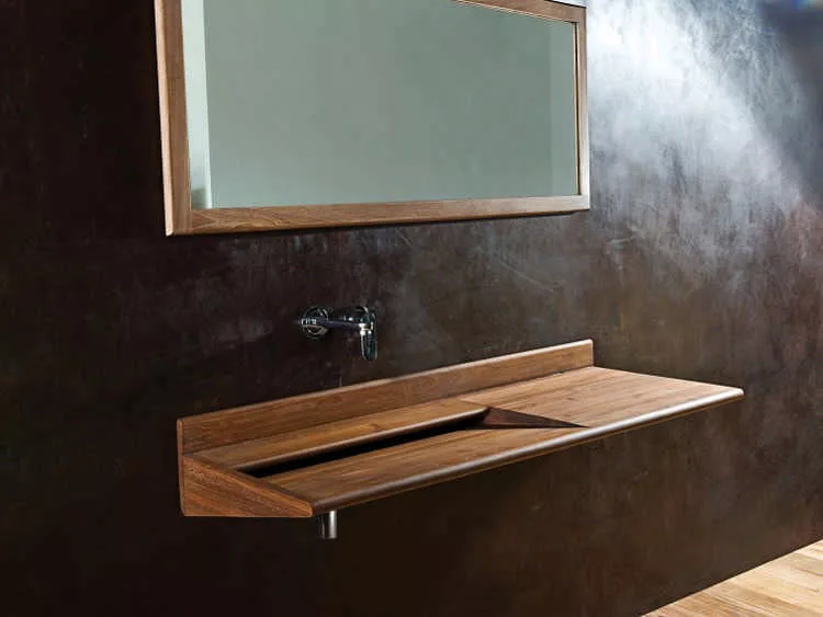 Modello di lavabo bagno in legno dal design originale n.07