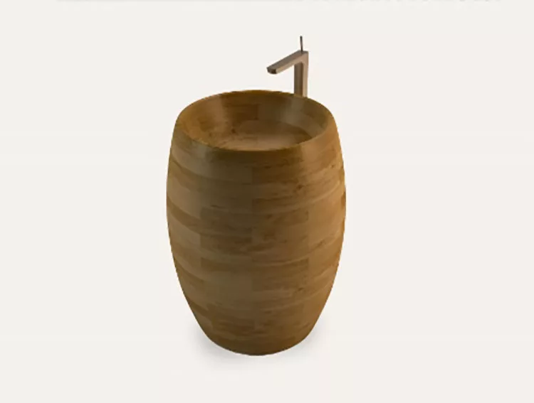 Modello di lavabo bagno in legno dal design originale n.19