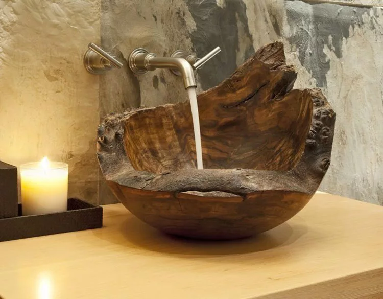 Modello di lavabo bagno in legno dal design originale n.21