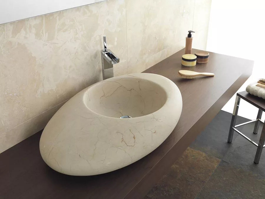 Modello di lavabo bagno in pietra da appoggio originale n.01