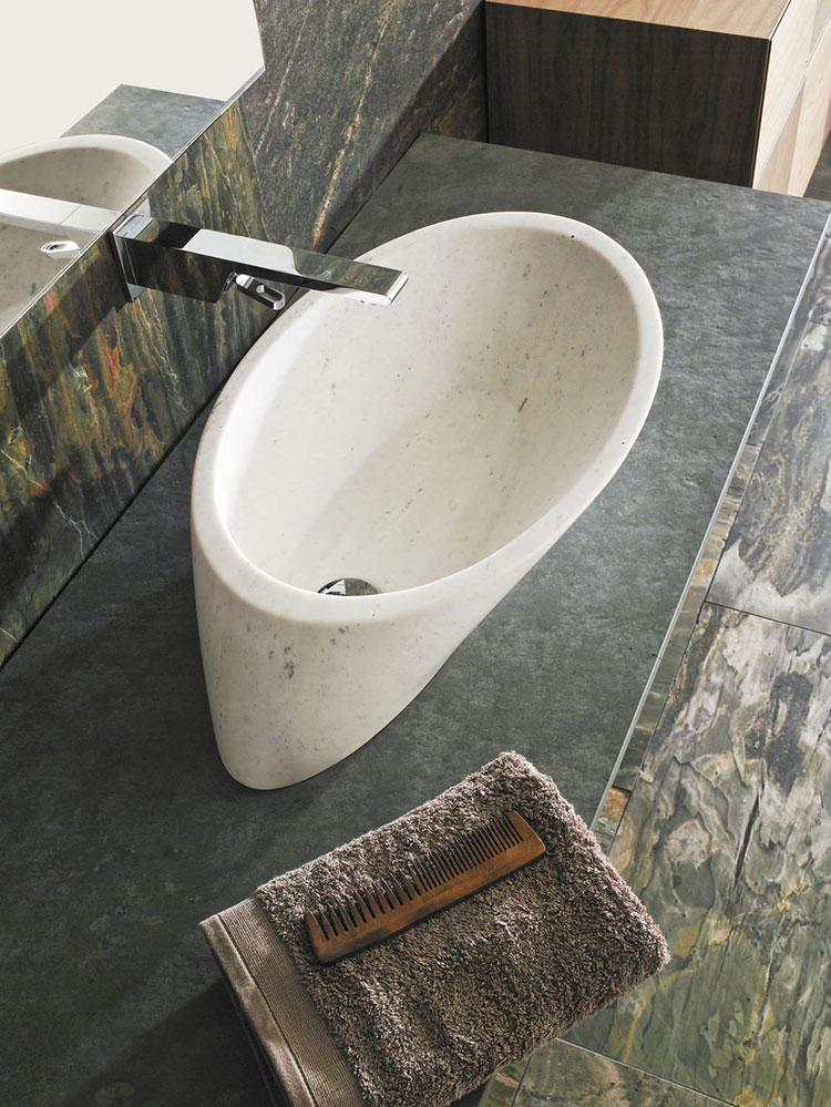 Modello di lavabo bagno in pietra da appoggio originale n.06