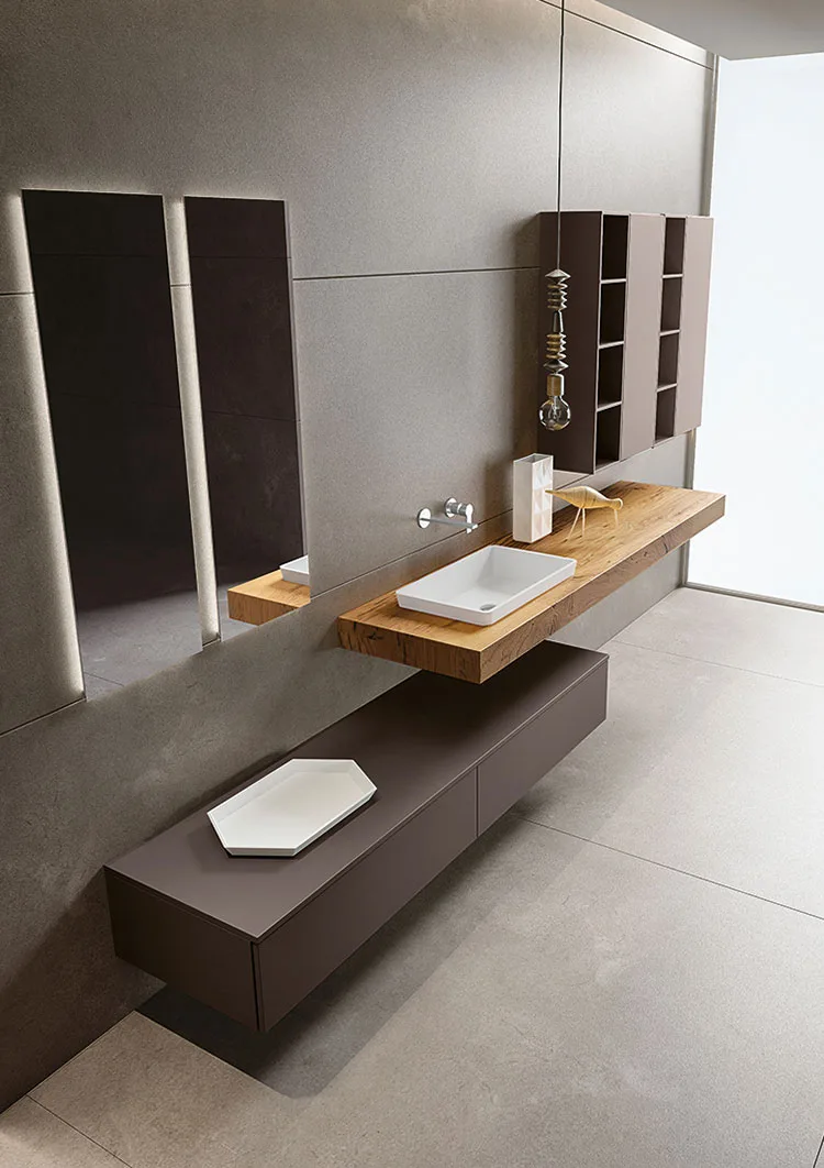 Modello di piano per lavabo in legno massello n.02