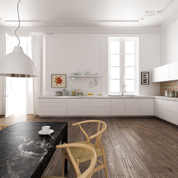 Modello di cucina bianca moderna lineare n.01