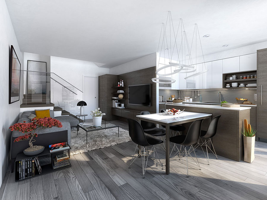 Idee per arredare un open space cucina soggiorno in stile moderno n.05