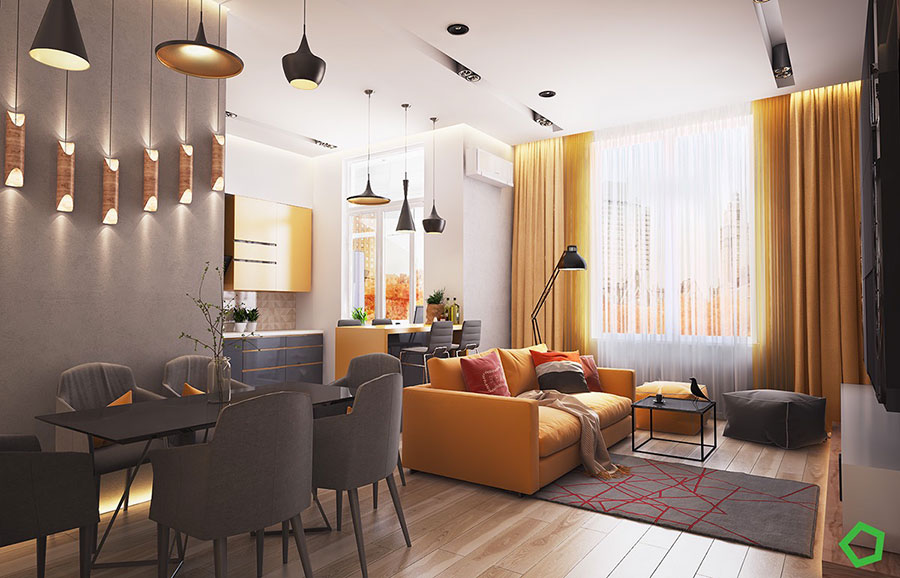 Idee per arredare un open space cucina soggiorno in stile moderno n.10