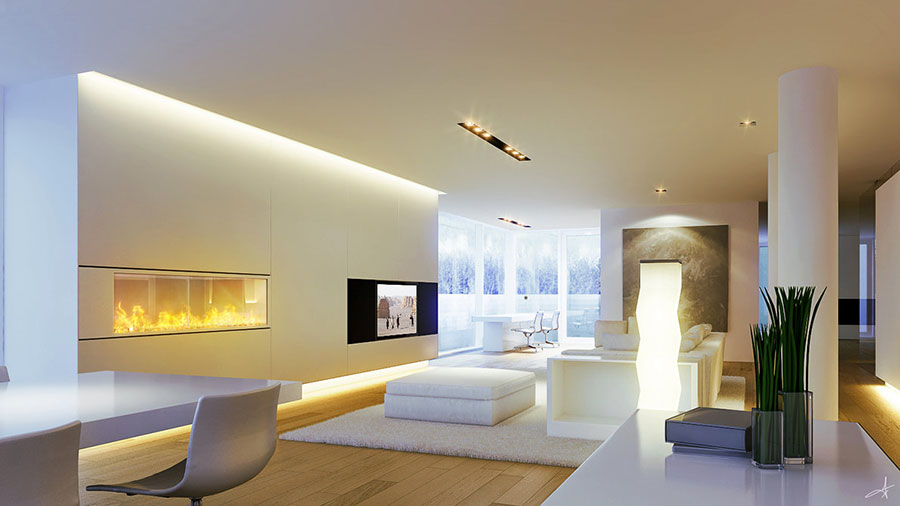 Idee per arredare un soggiorno bianco dal design moderno ... Soggiorni moderni bianchi