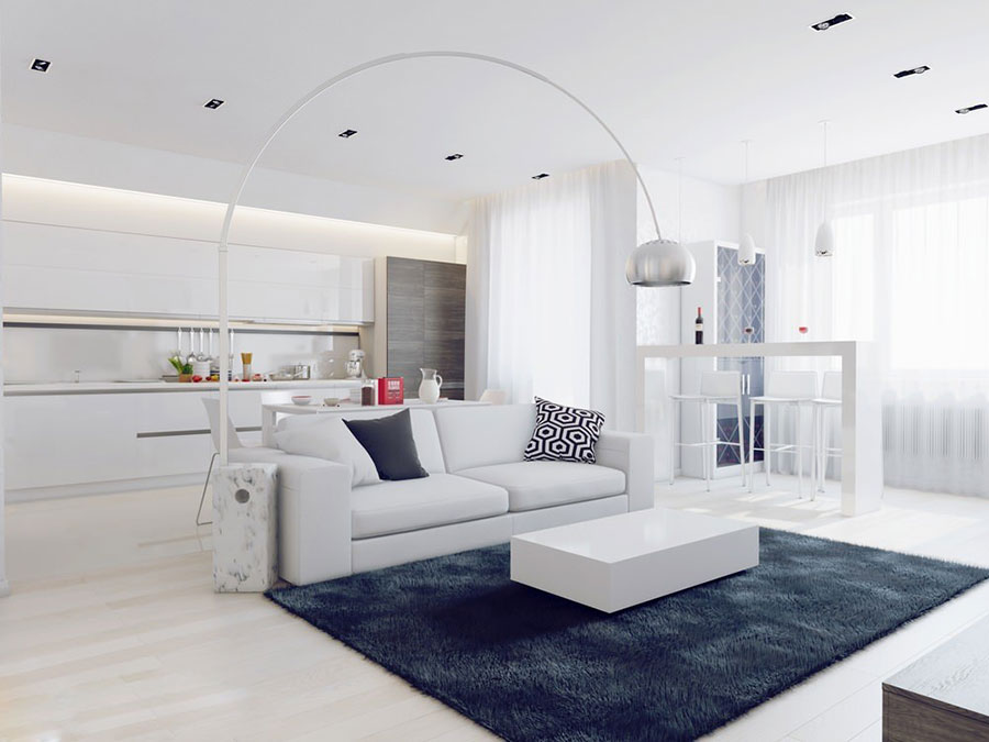 Idee per arredare un soggiorno bianco dal design moderno ... Soggiorni moderni bianchi