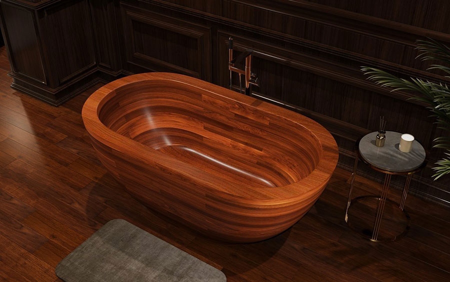 Modello di vasca da bagno in legno Aquatica n.01