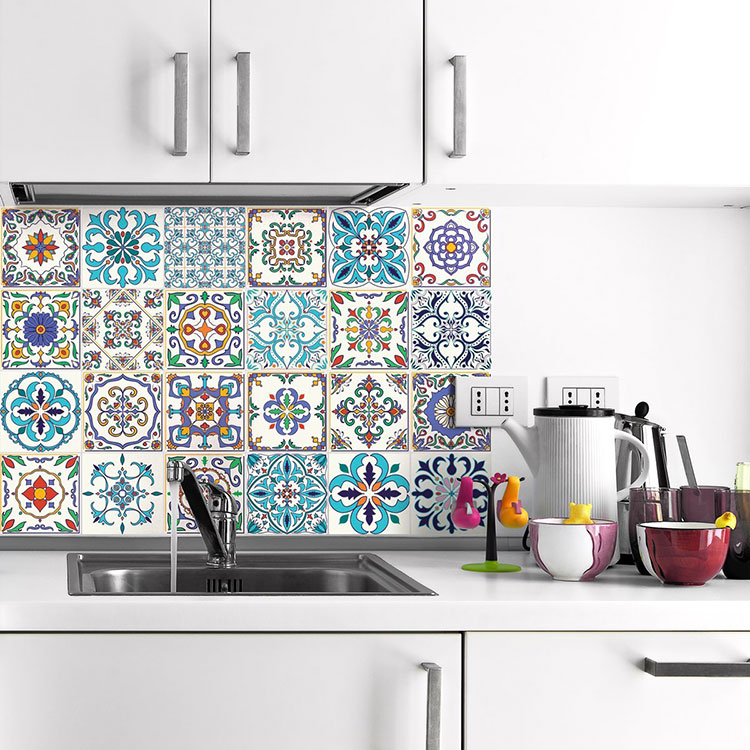 Muralo Adesivi Per Piastrelle Mosaico Bianco E Nero – 24 Pezzi 15x15 Cm, Autoadesivi Per Cucina E Bagno, 90x60 Cm
