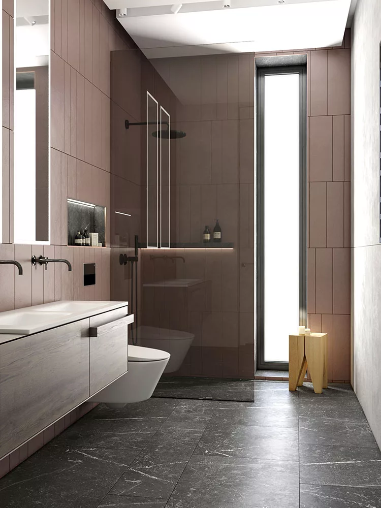 Progetto per bagno piccolo moderno con doccia n.2