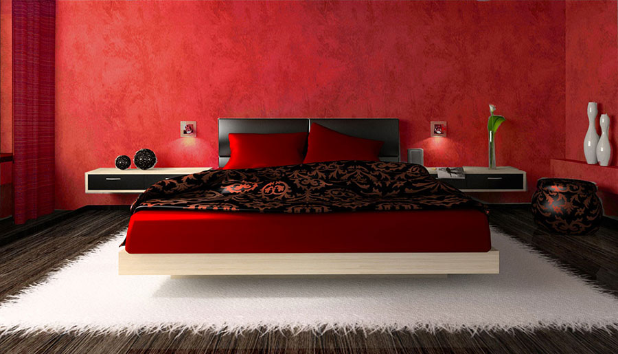 Idee per arredare e decorare una camera da letto con il rosso n.01