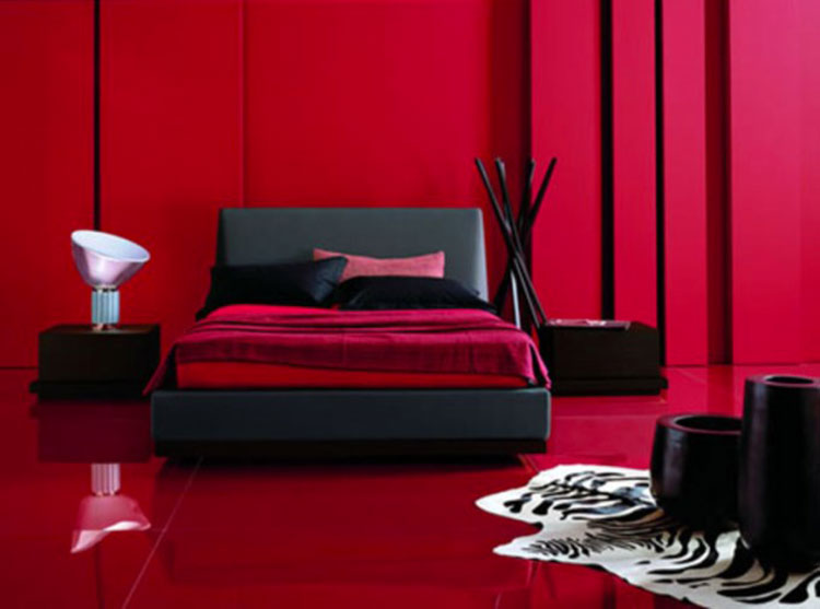 Idee per arredare e decorare una camera da letto con il rosso n.20