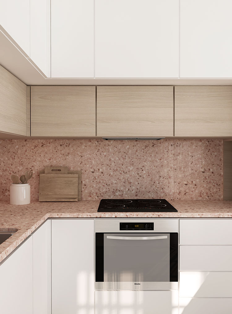 Idee per top cucina in granito rosa n.01