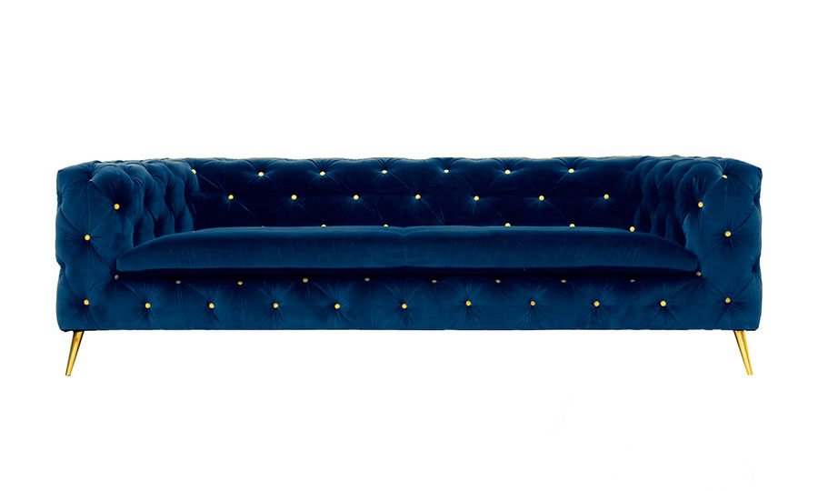 Modello di divano blu in velluto n.02