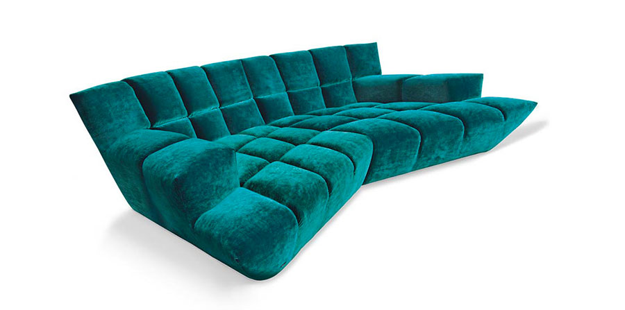Modello di divano blu in velluto n.09