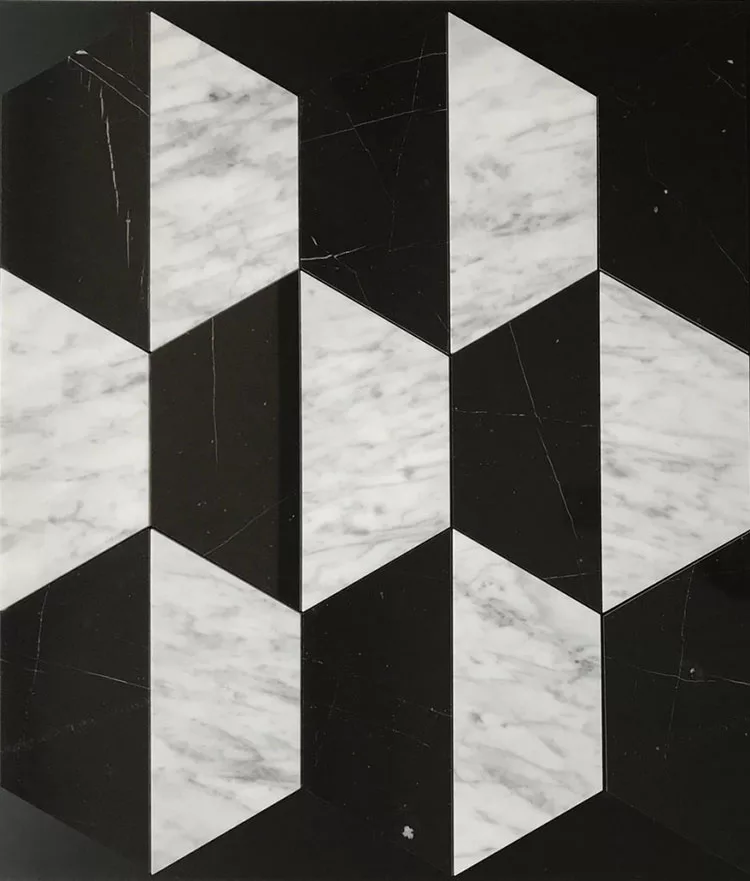 Modello di pavimento in marmo bianco e nero n.01