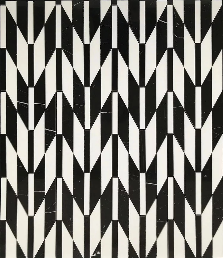 Modello di pavimento in marmo bianco e nero n.02