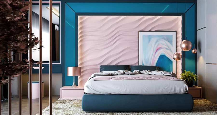 Colori rosa e blu per la camera da letto 1