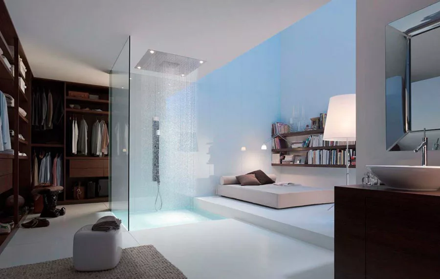 Arredamento per bagno in camera da letto con doccia n.4
