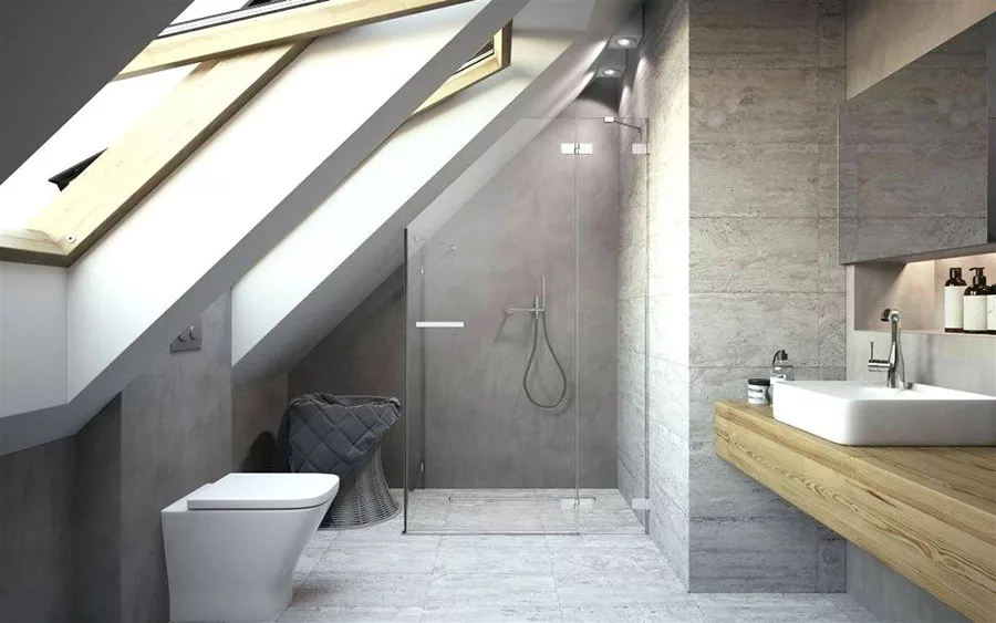 Progetto di un bagno in mansarda con doccia 1