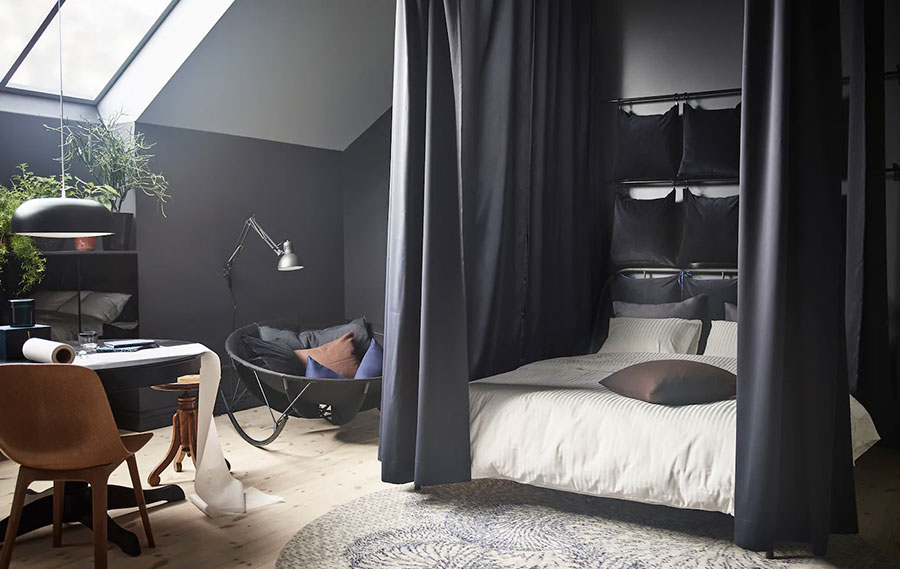 Idee per arredare la camera da letto in mansarda con Ikea n.03