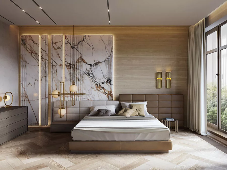 Idee per arredare una camera da letto beige e bianca n.01