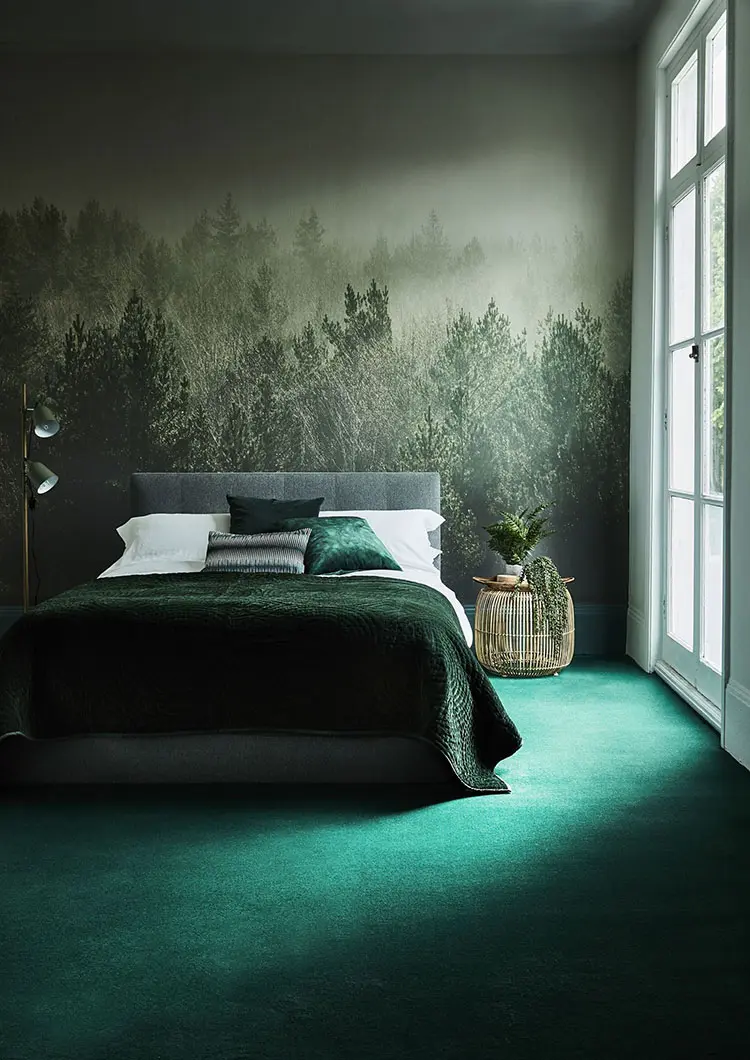 Idee per una camera da letto verde smeraldo n.2