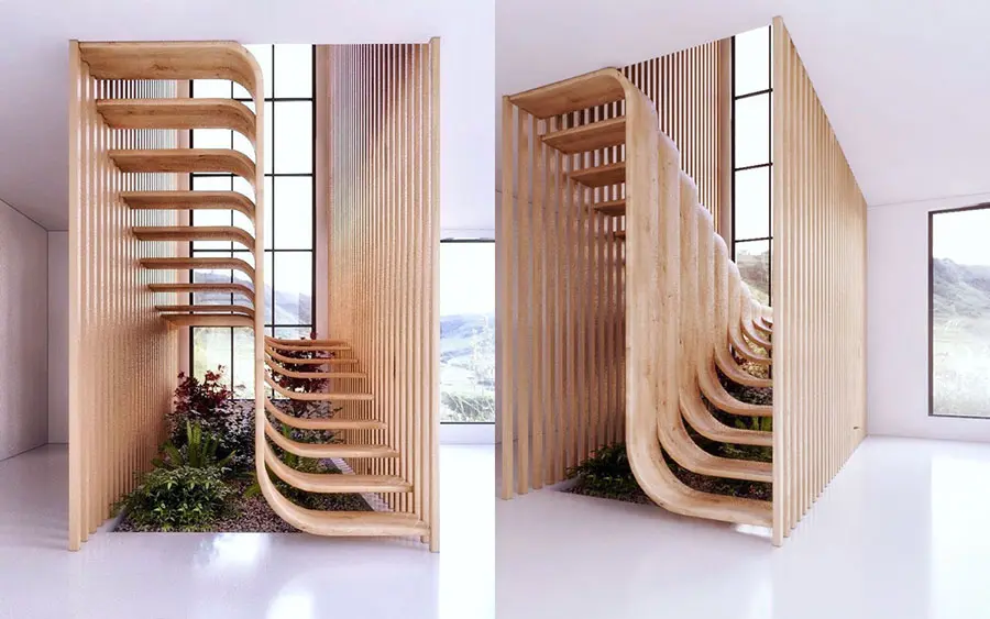 Scala in legno per interni di design n.04