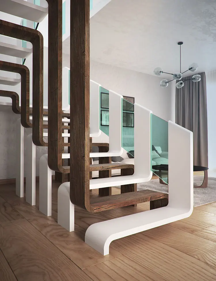 Scala in legno per interni di design n.09
