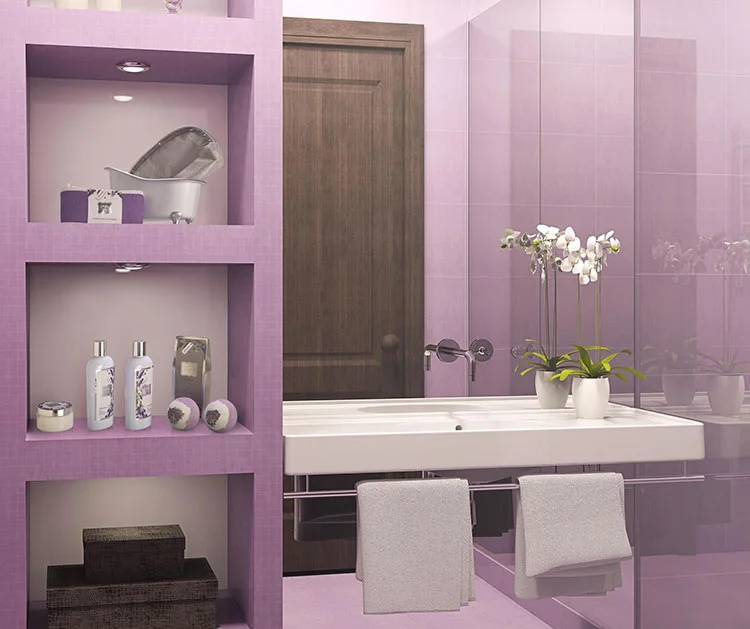 Pareti per bagno colore lavanda 01