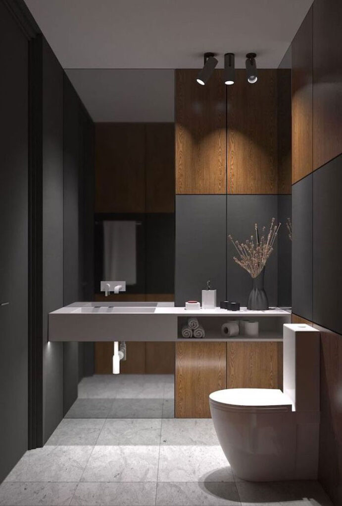 Bagno nero e legno 02 Idee per bagno nero e legno n.02