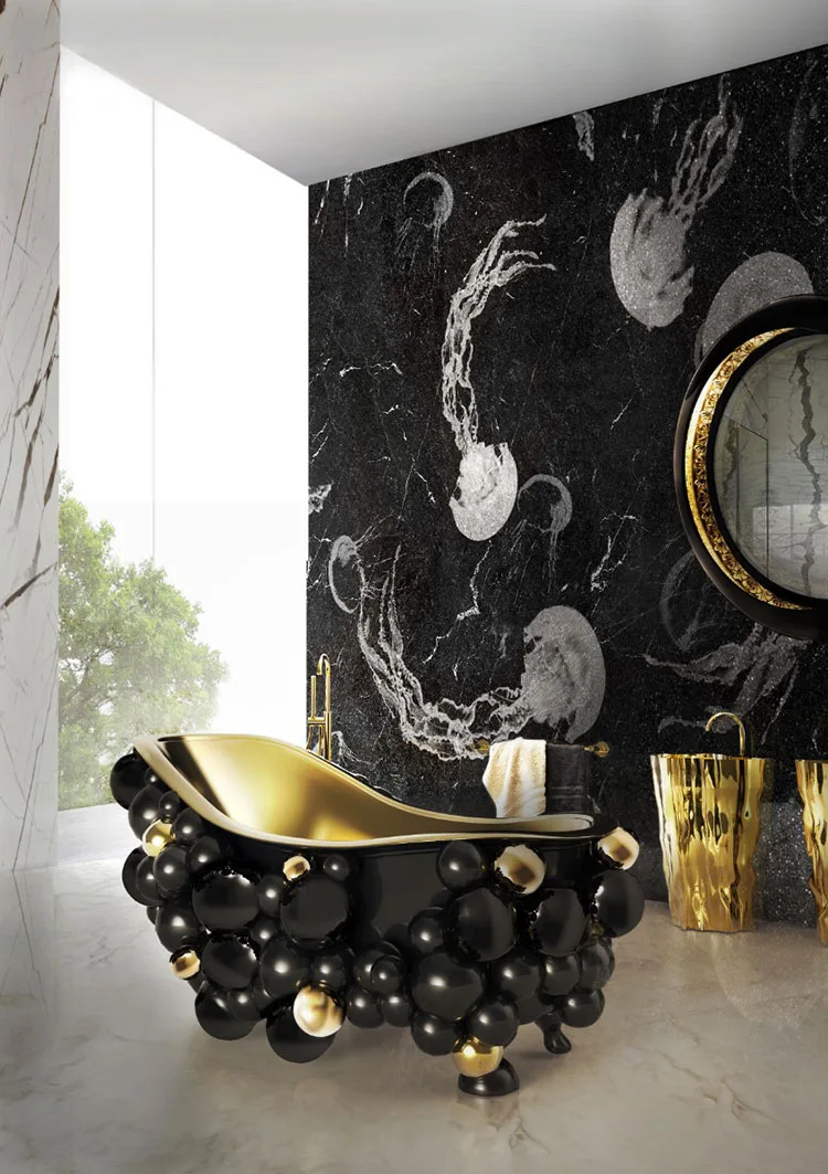 Idee per bagno nero e oro n.02