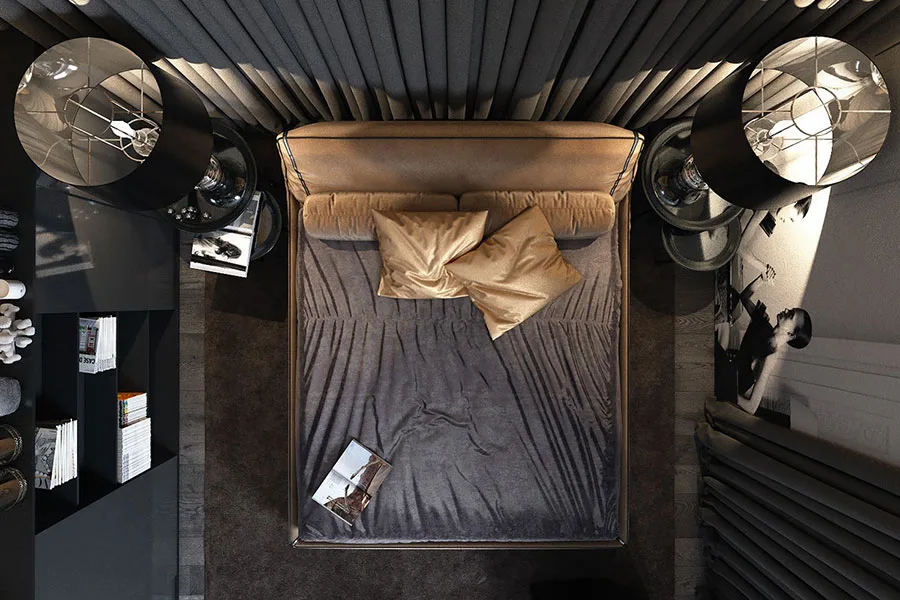 Arredamento camera da letto nero e oro n.04
