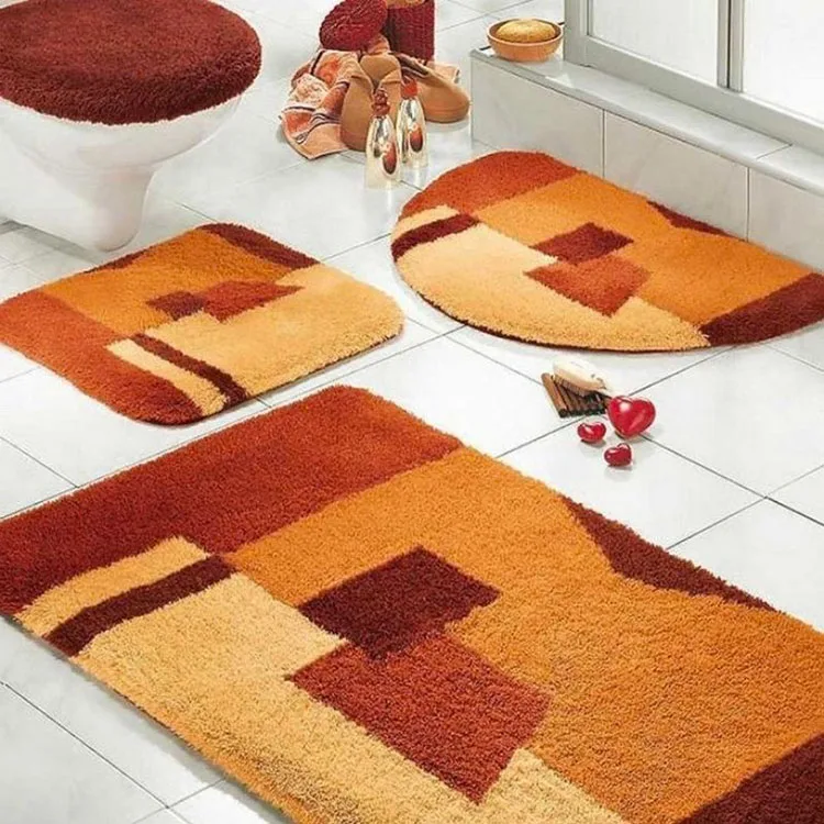 Modello di tappeto per bagno arancione 01