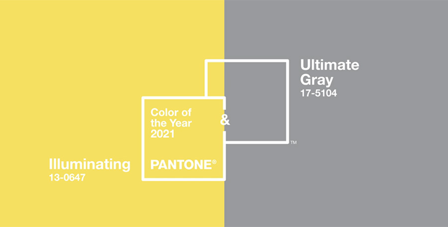 Colore Pantone 2021 grigio e giallo