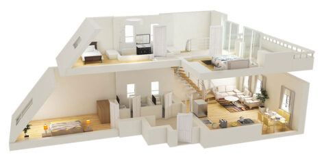 Planimetria Casa 100 MQ 3D su Uno o Due Piani | MondoDesign.it