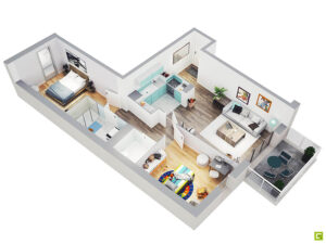 Planimetria Casa 100 MQ 3D su Uno o Due Piani | MondoDesign.it