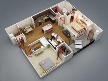 Planimetria Casa 100 MQ 3D su Uno o Due Piani | MondoDesign.it