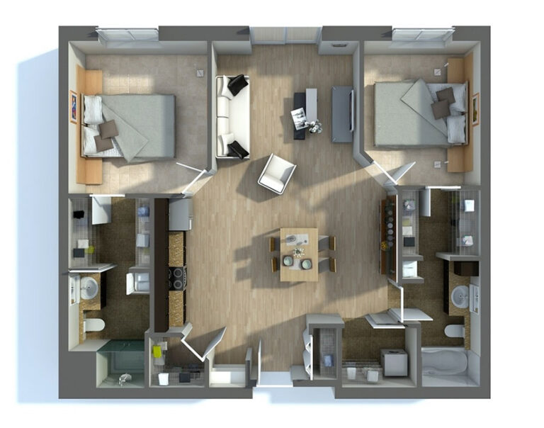 Planimetria Casa 100 MQ 3D su Uno o Due Piani | MondoDesign.it